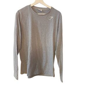 GymShark Long sleeve gray medium embroidered tshirt